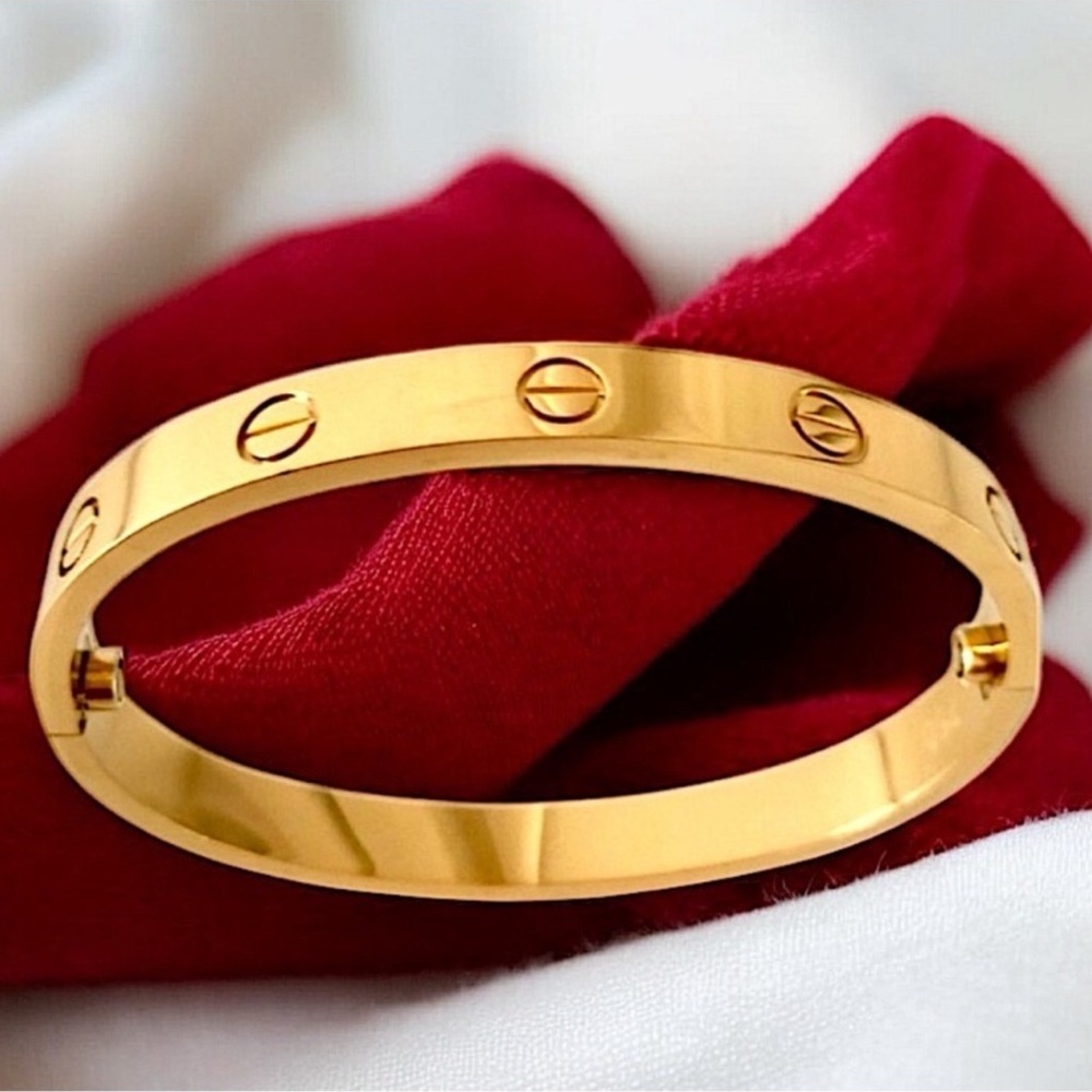 Gold Bangle Bracelet Without Stones Stainless Steel Gold Plated